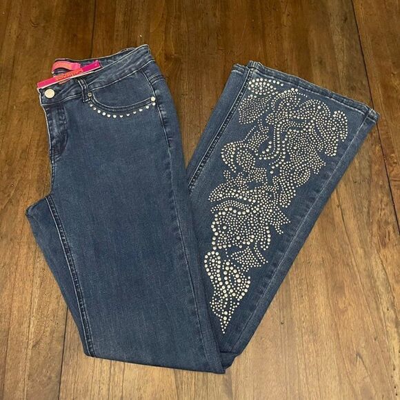 Studded Denim Flared Jeans - Picture 14 of 15